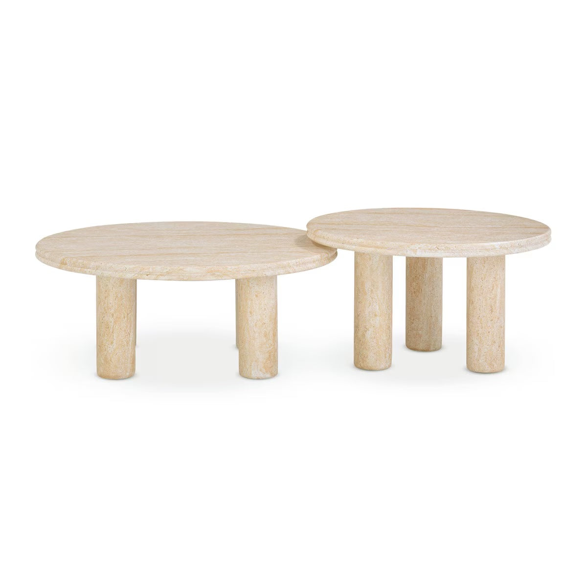 Amora Faux Travertine Nesting Coffeee Table Set (Indoor or Outdoor)