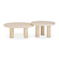 Amora Faux Travertine Nesting Coffeee Table Set (Indoor or Outdoor)