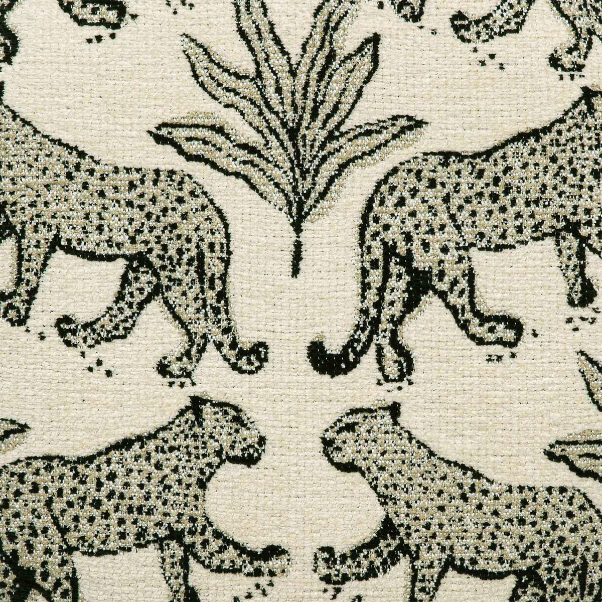 Kaelie Taupe Leopard Performance Jacquard Ottoman