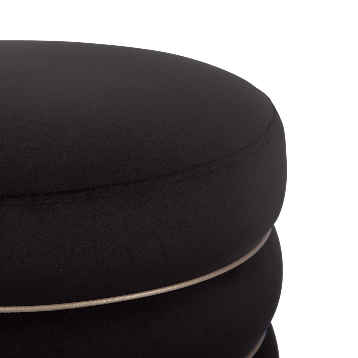 Ettros 17.2" Round Black Performance Velvet Ottoman