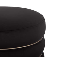 Ettros 17.2" Round Black Performance Velvet Ottoman
