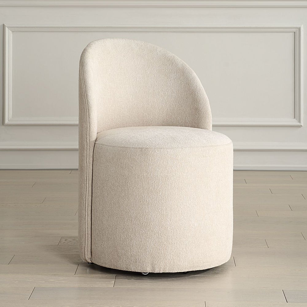 Modern Light Sand Rolling Dining Chair (With Casters)