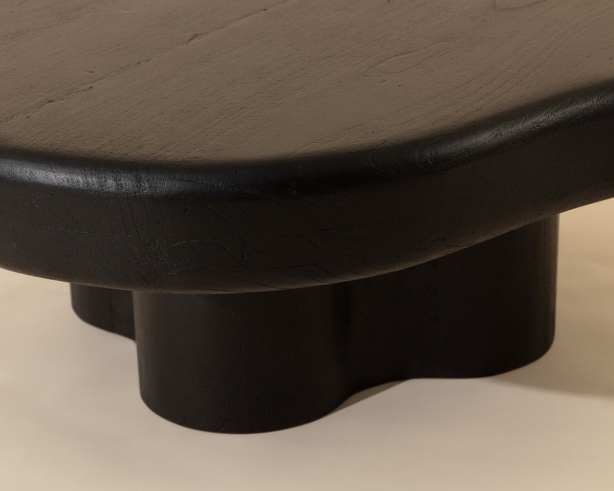 Bellona 43" Black Solid Acacia Wood Coffee Table