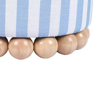 Valerie Pastel Blue Striped Linen Ottoman