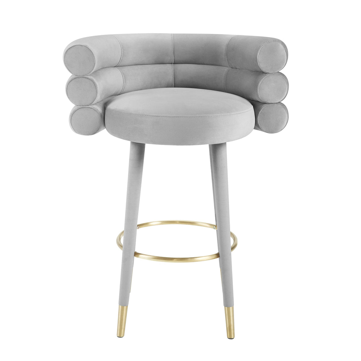 Nazri Grey Velvet Barstool - Luxury Living Collection