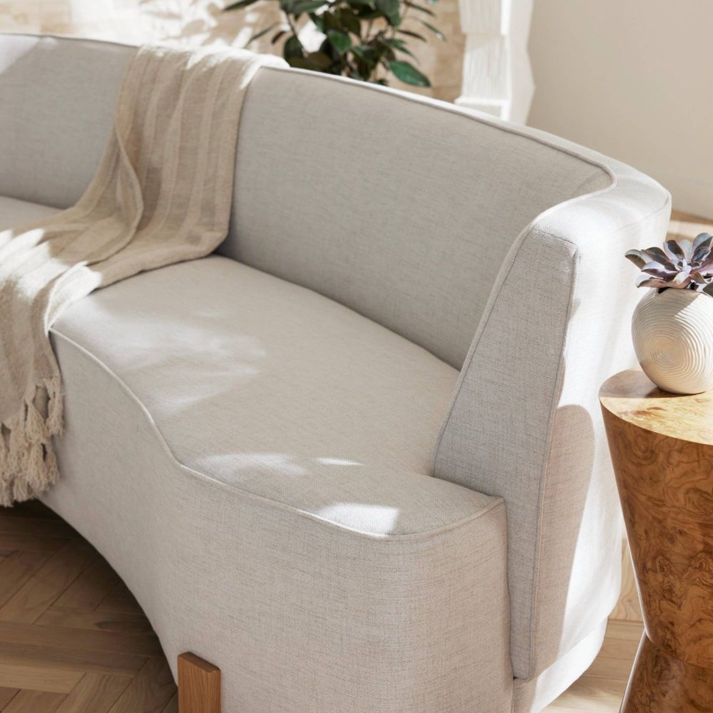 Claude 101" White Linen Sofa