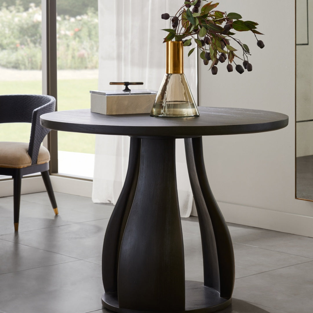 Swanson Natural Linen Black & Gold Dining Chair