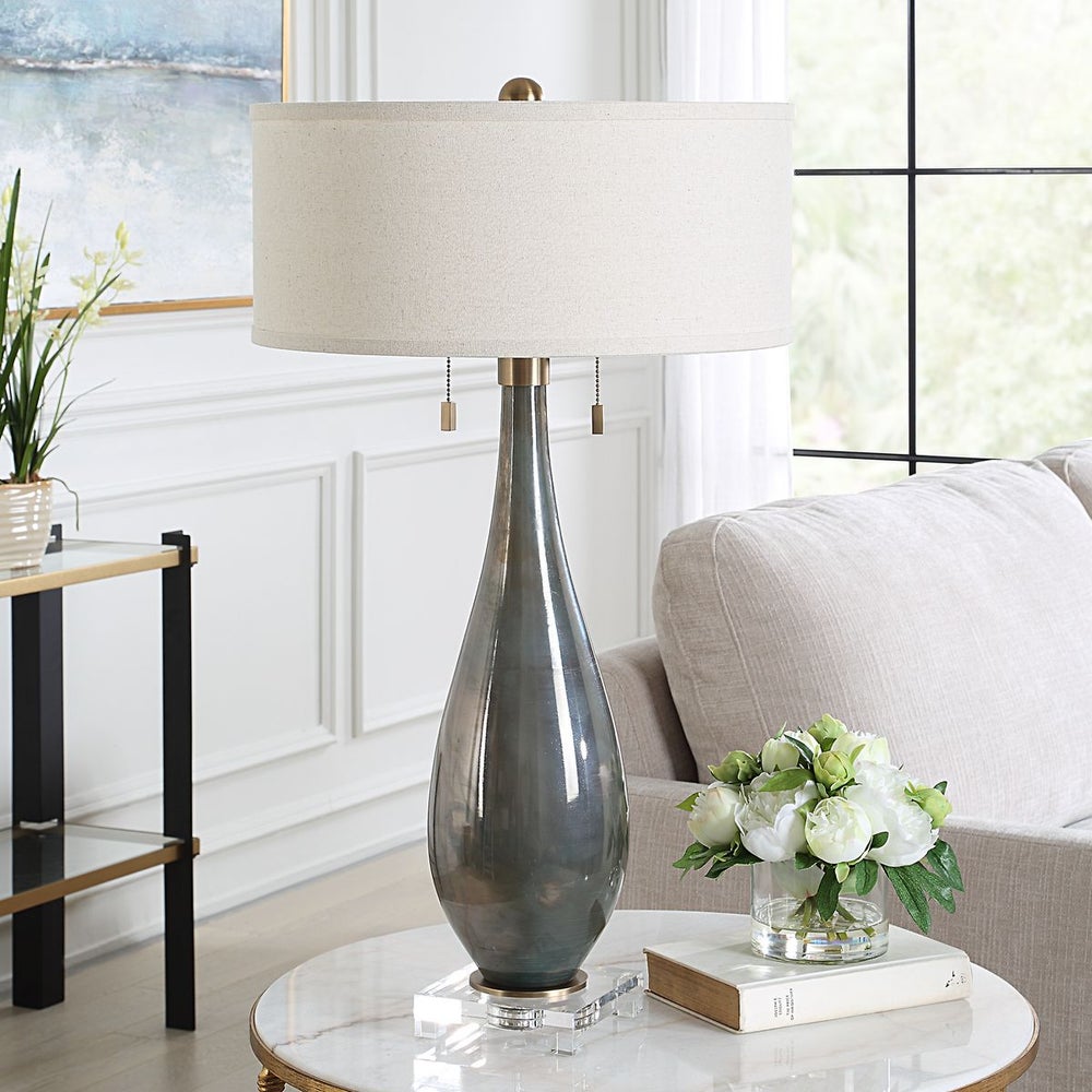 Modern Smoke Grey & Gold Table Lamp