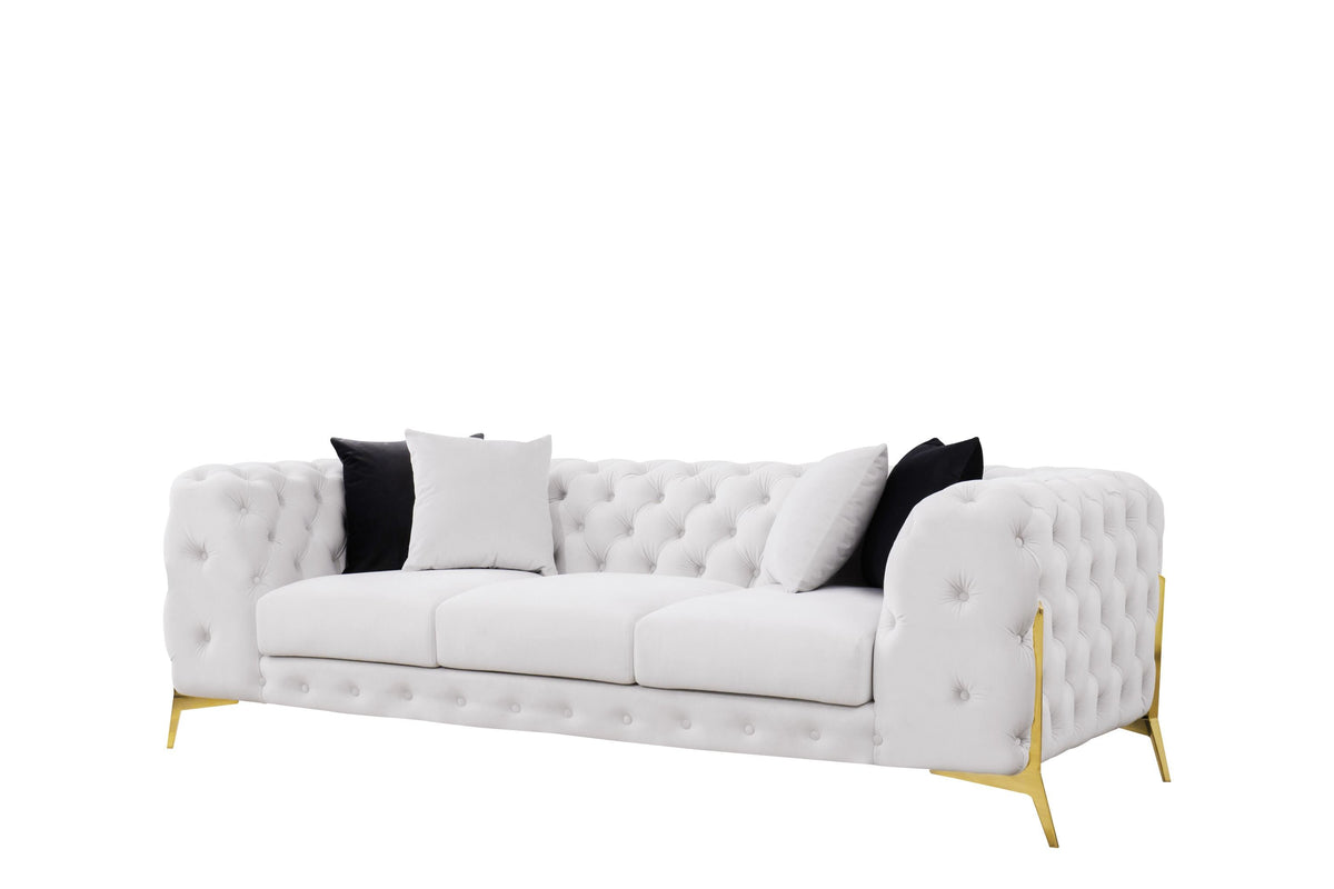 Bronte Light Beige Velvet Transitional Sofa