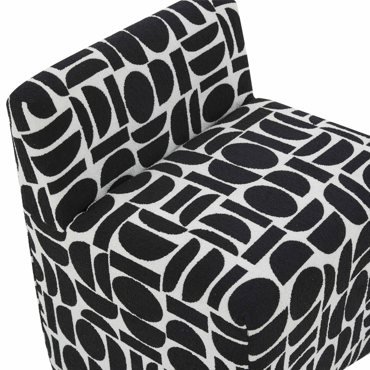 Geo Black Geometric Jacquard Weave Stool