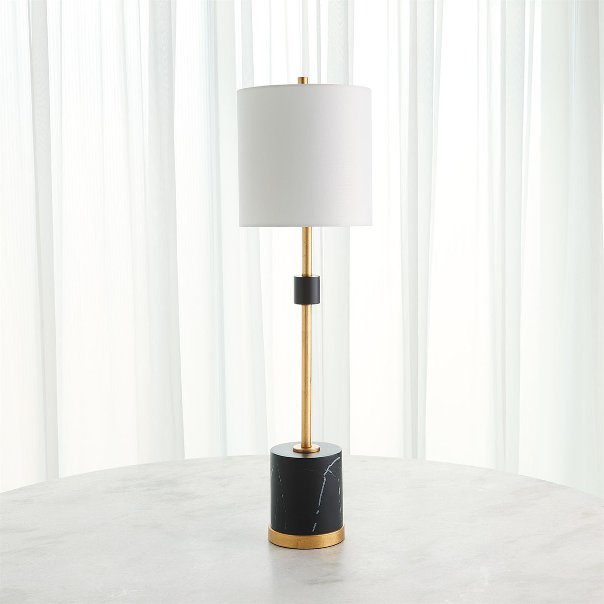 Faux Marble Black & Gold Table Lamp