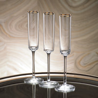 Tall Champagne Flute with Gold Rim - Set of 12