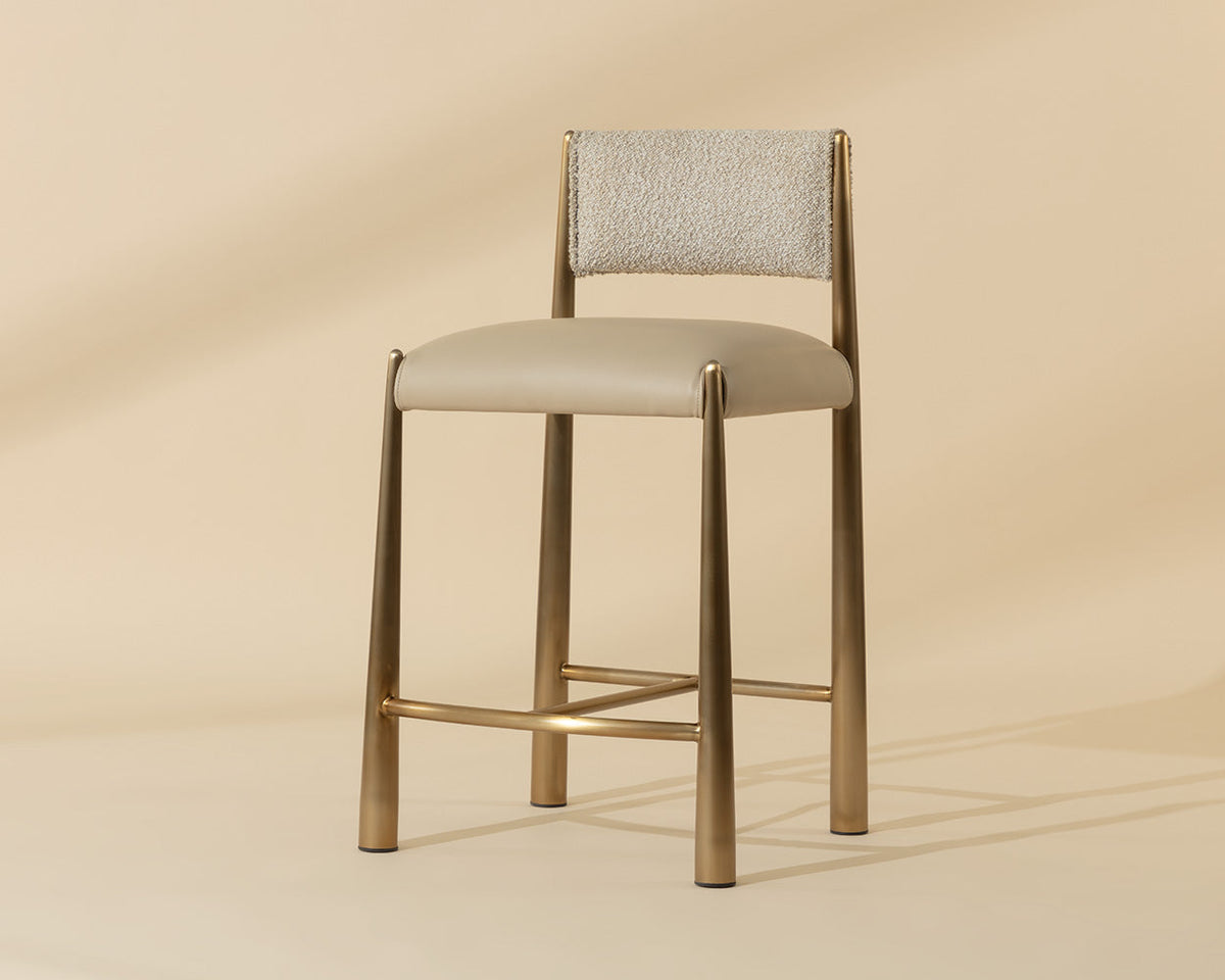 Bayard Oatmeal & Antique Brass Counter Stool