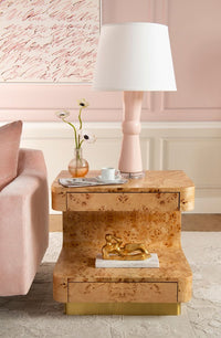 Mariano 2 Drawer Burl Wood End Table