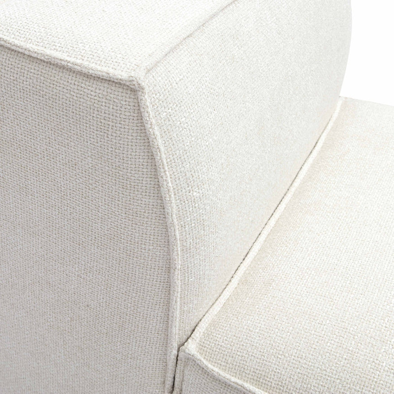 Mindy Cream Chenille Basketweave Armless Chair