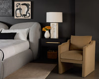 Tarrant Black Oak & Raffia Handle Nightstand