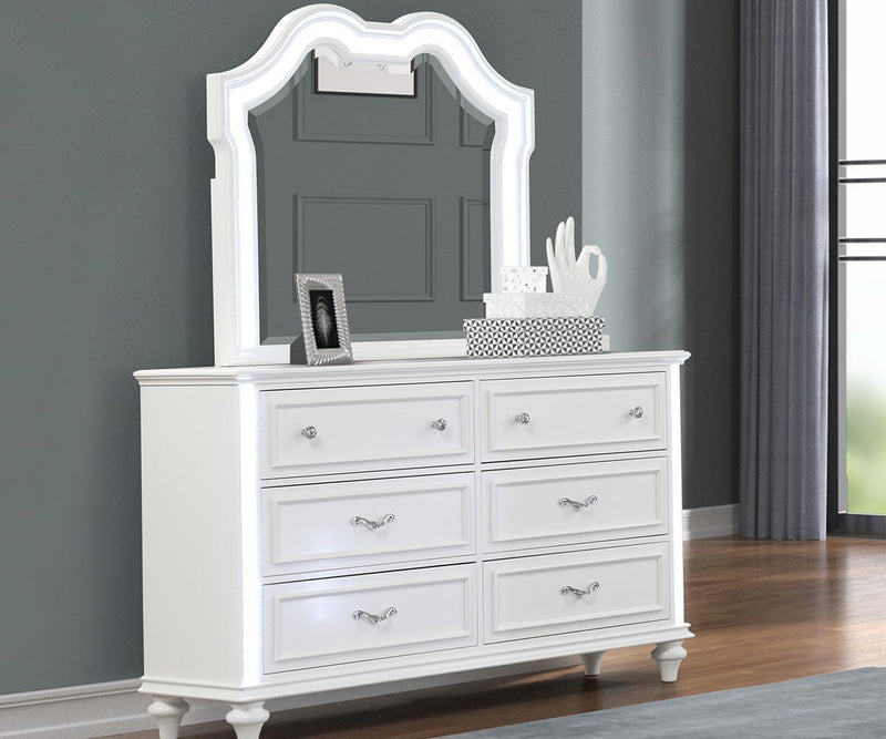 Goldie White Faux Leather and Wood Bedroom Set