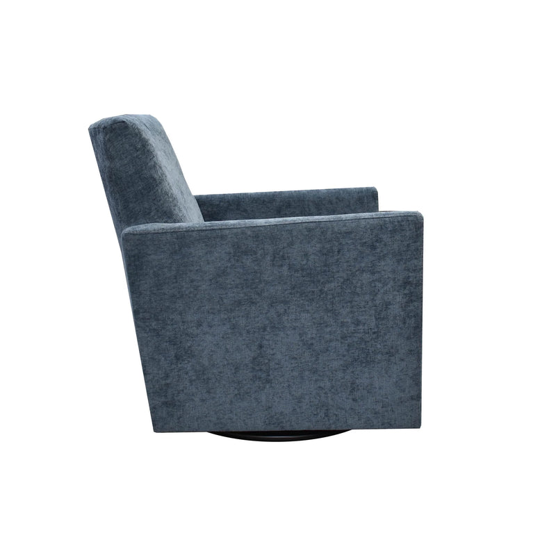 Lillee Blue Chenille Swivel Accent Chair