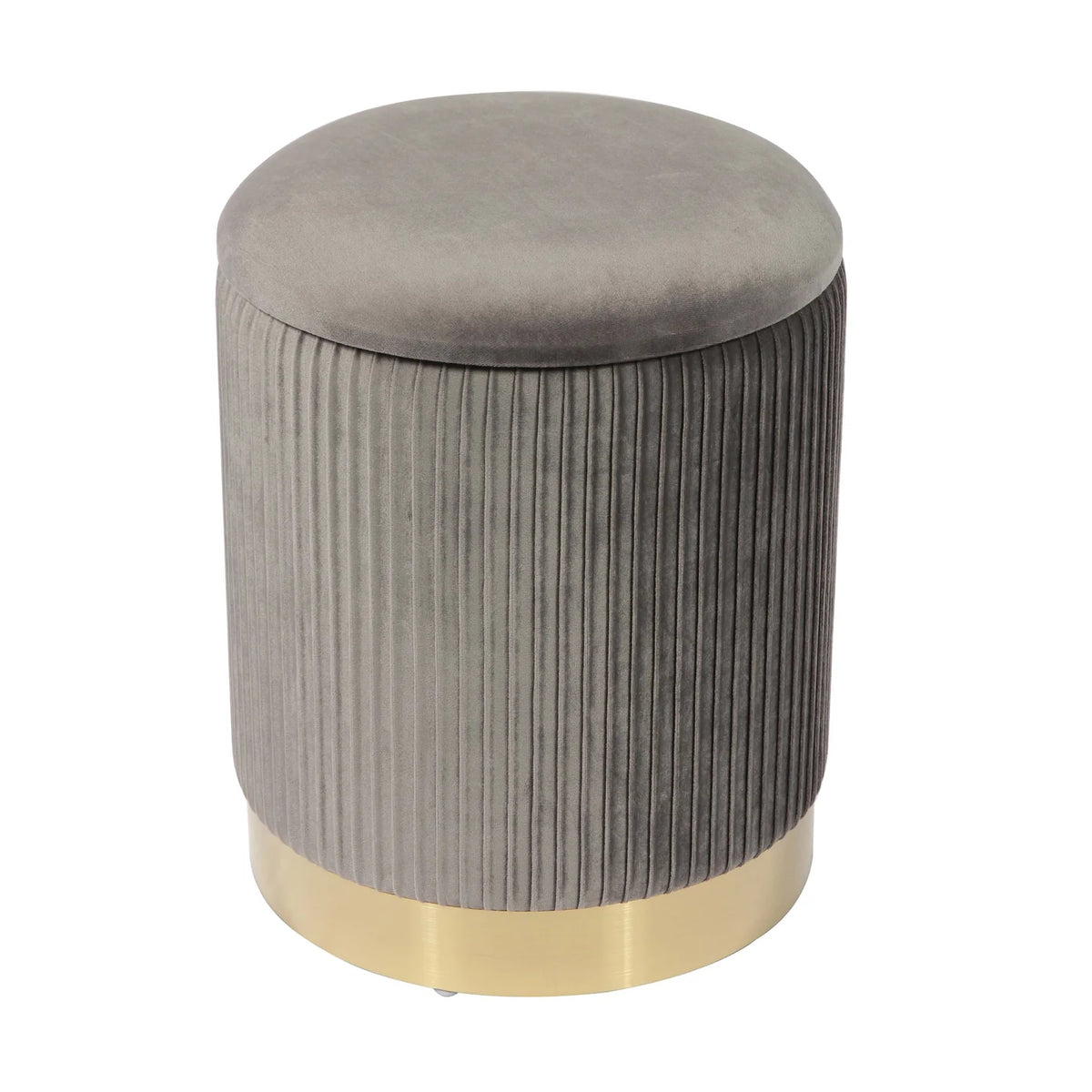Kiana 12.4" Grey & Gold Velvet Storage Ottoman