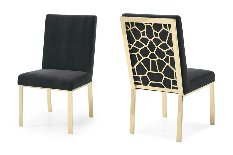 Dhana Modern Black Velvet & Gold Dining Chair