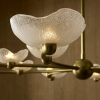 Fleurana 54" White Frosted Seeded Glass & Antique Brass Chandelier