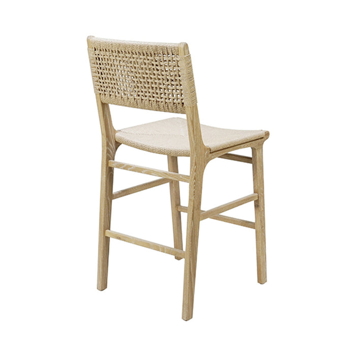 Charlotte Cerused Oak & Woven Counter Stool