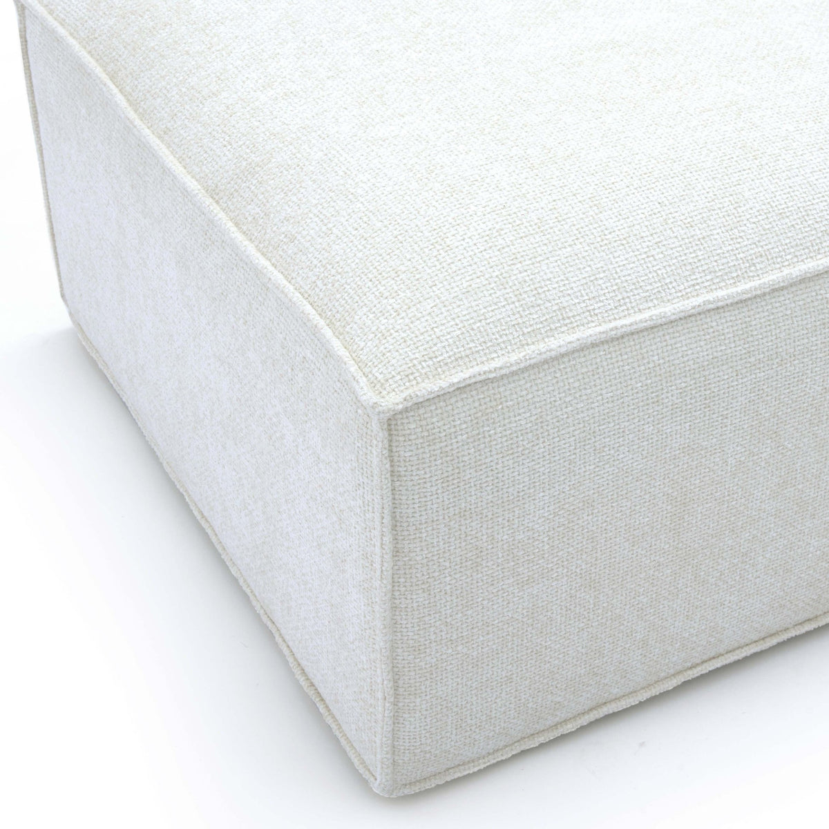 Mindy Cream Performance Chenille Basketweave Ottoman
