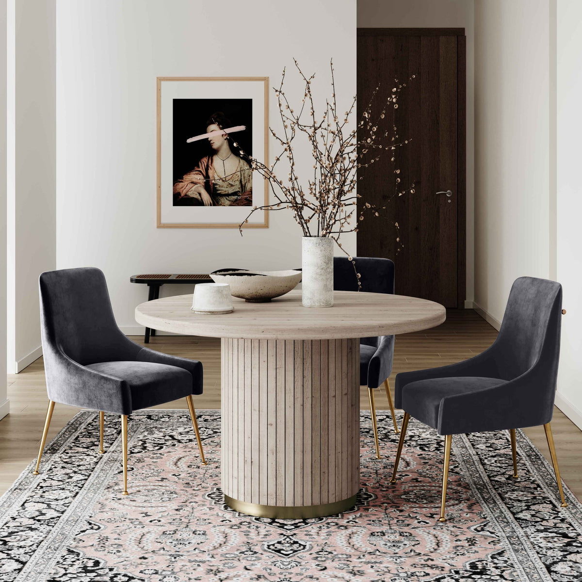 Prado Dark Grey Velvet With Gold Frame Chair - Luxury Living Collection