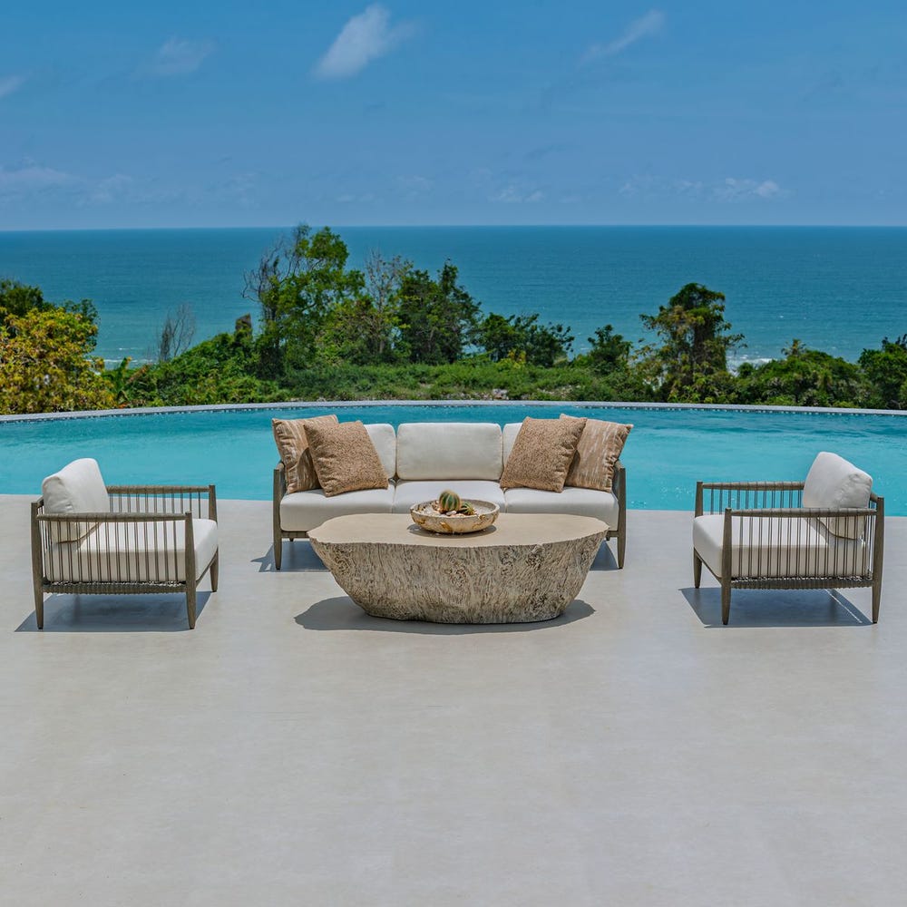 Clara White & Grey Outdoor Lounge Chair