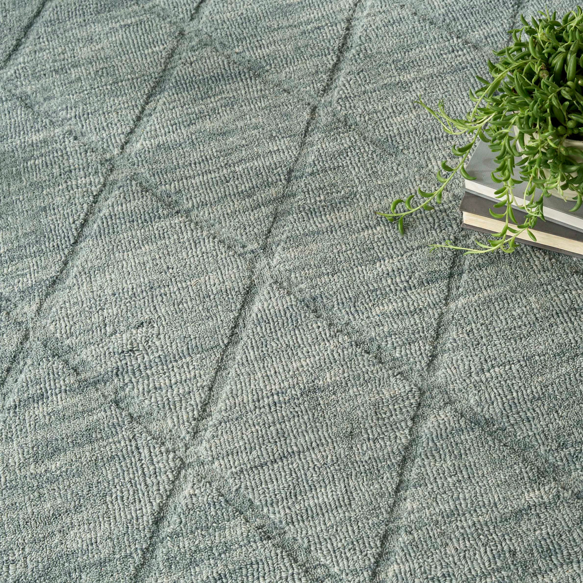 Natalia Blue Wool Area Rug