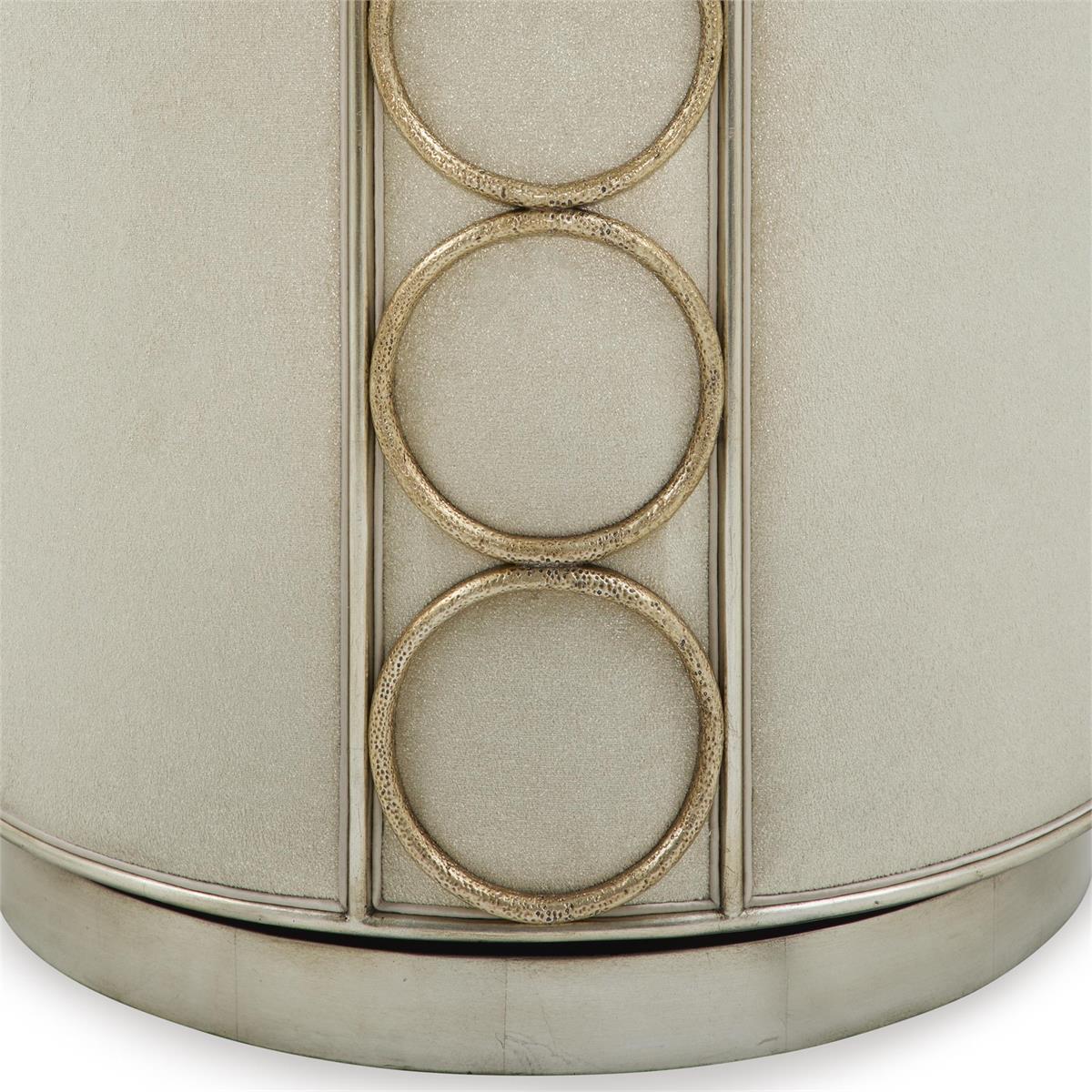 Rhumba Neutral Fabric & Burnished Silver Swivel Accent/Dining Chair