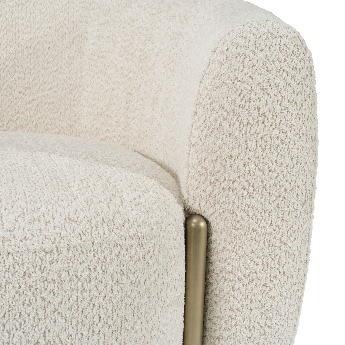 Magnolia 94.6" Modern Beige Upholstered & Antique Brass Sofa