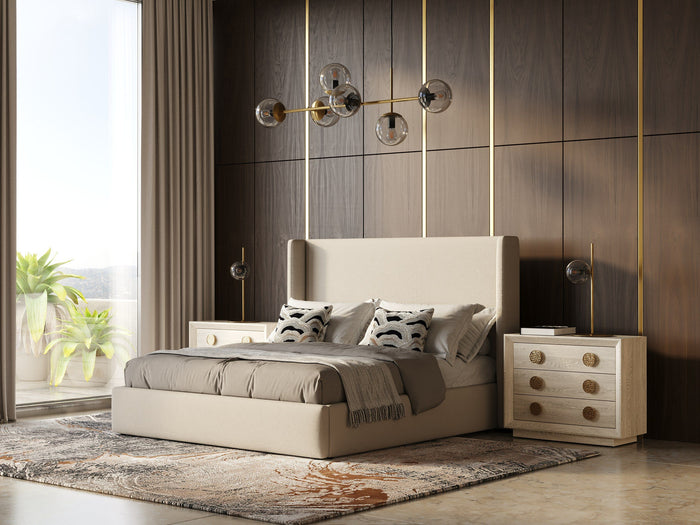 Casy Modern Beige Upholstered Bed