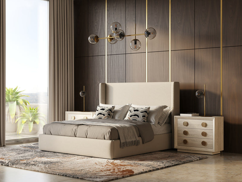 Casy Modern Beige Fabric Bed