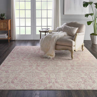 Southern Charm Ivory/Pink Demask Area Rug