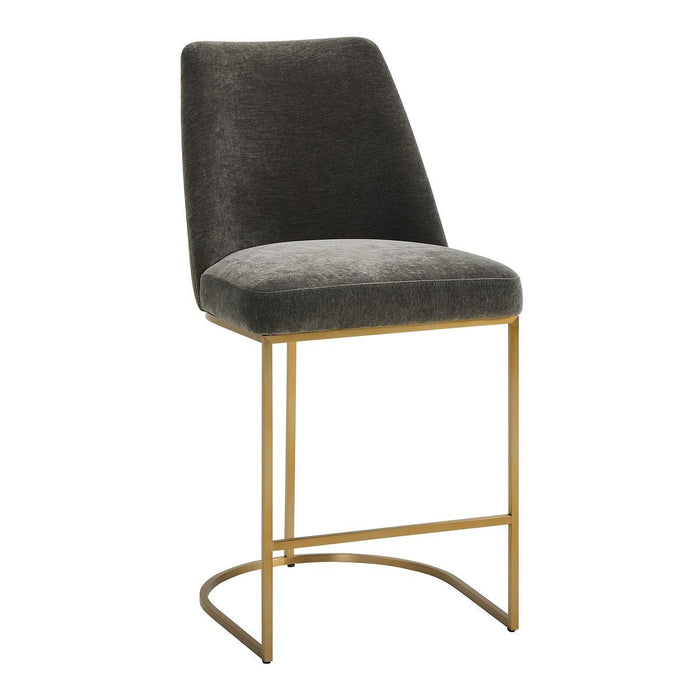 Bianca Grey Velvet  & Gold Counter Stool