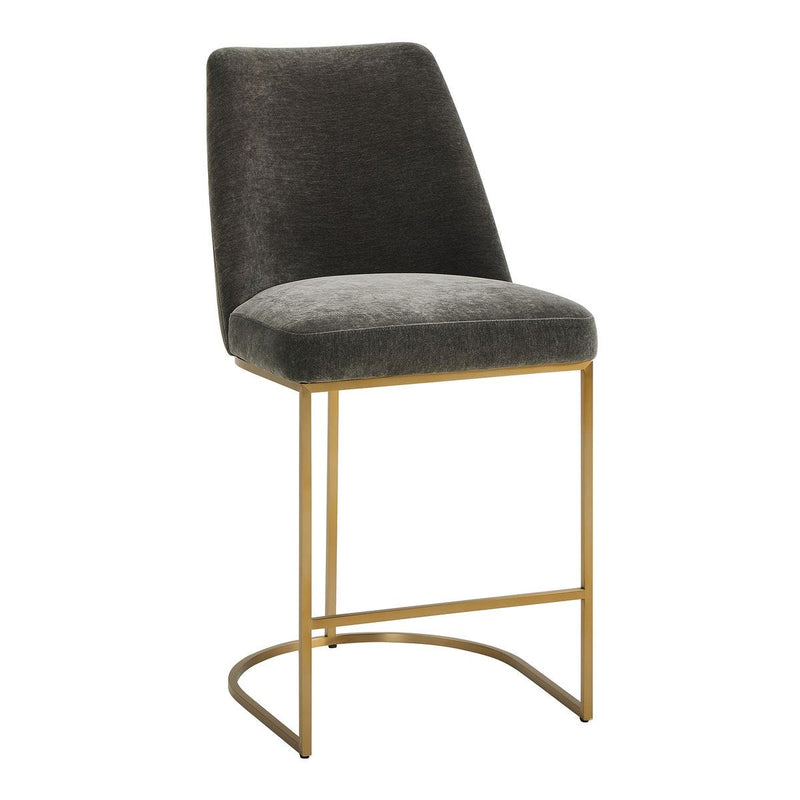 Bianca Grey Velvet  & Gold Counter Stool