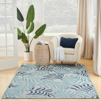 Annaleisa Indoor/Outdoor Blue Leaves Area Rug - Elegance Collection