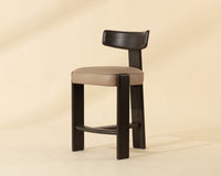 Horton Dark Brown Oak & Sahara Sand Leather Counter Stool