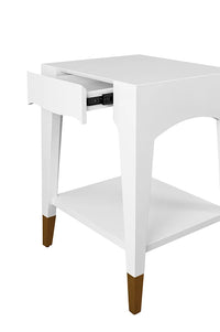 Julia 20" White & Gold Nightstand/Accent Table