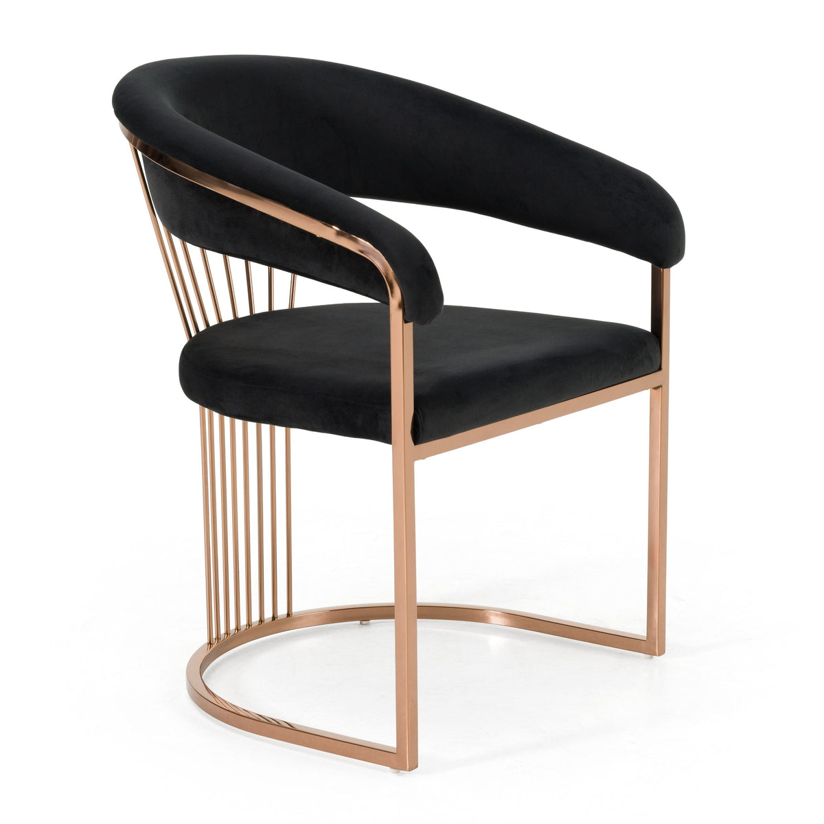 Adelpha Black Velvet and Rosegold Dining Chair