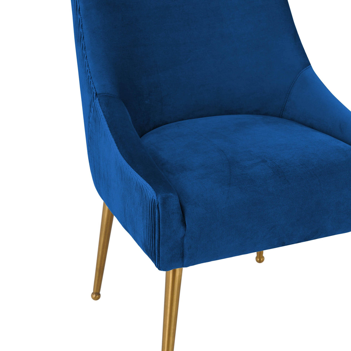 Prado Pleated Navy Velvet With Gold Frame Chair - Luxury Living Collection