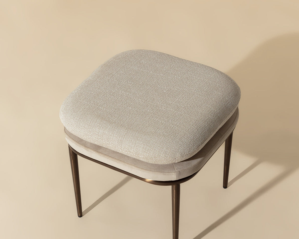 Koffi Cream/Taupe & Bronze Ottoman