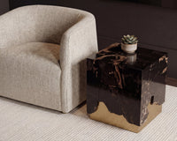 Truett 20" Black Polished Wood & Gold End Table