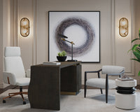 Kalev Cream Plush Fabric & Gold Desk Chair