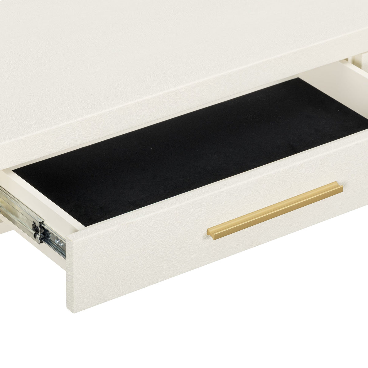 Dorite 54" Cream Faux Shagreen 2-Drawer Console Table