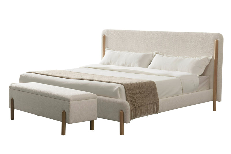 Tia Modern Ivory & Wood Bed