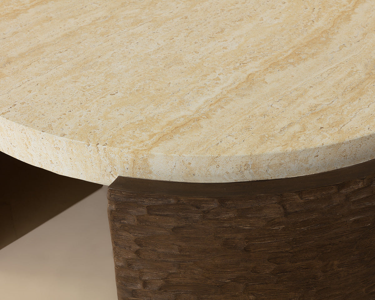 Mesa 50" Travertine Concrete Indoor/Outdoor Coffee Table