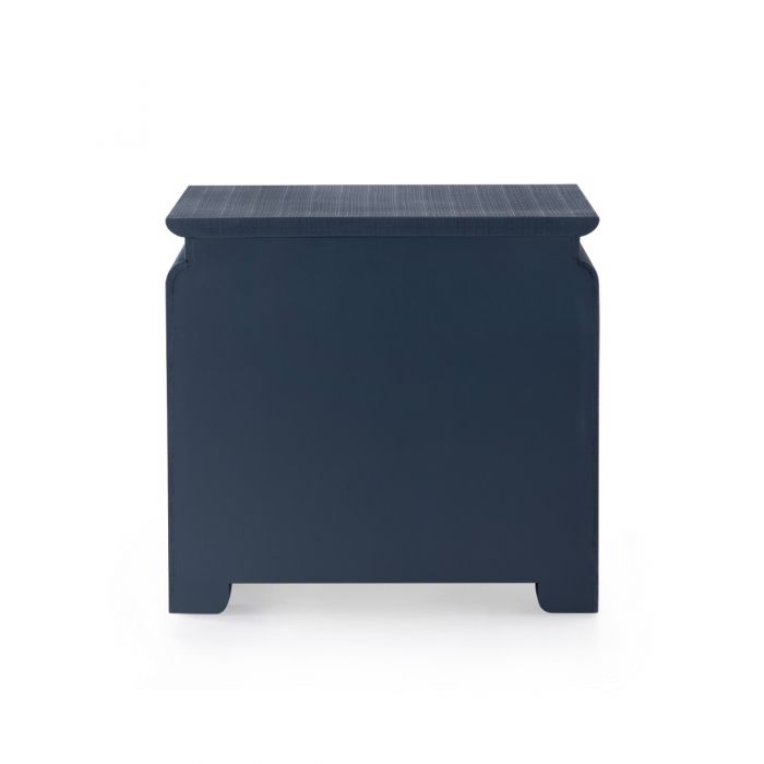 Vani 3 Drawer Storm Blue Side Table - Square Gold Handles