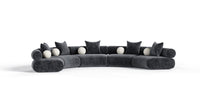 Evelyn 5 Piece Dark Grey Curved Modular Sectional Sofa
